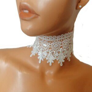 White Lace Choker, Bride Choker, Prom Choker, Date Night Choker, Party Necklace